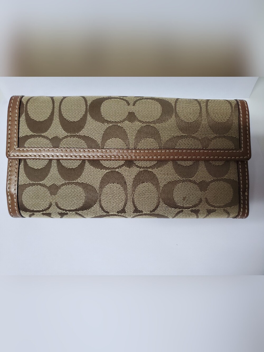 Coach Signature Turnlock Long Wallet Khaki Brown Canvas Leather Y2K EUC - Picture 11 of 13